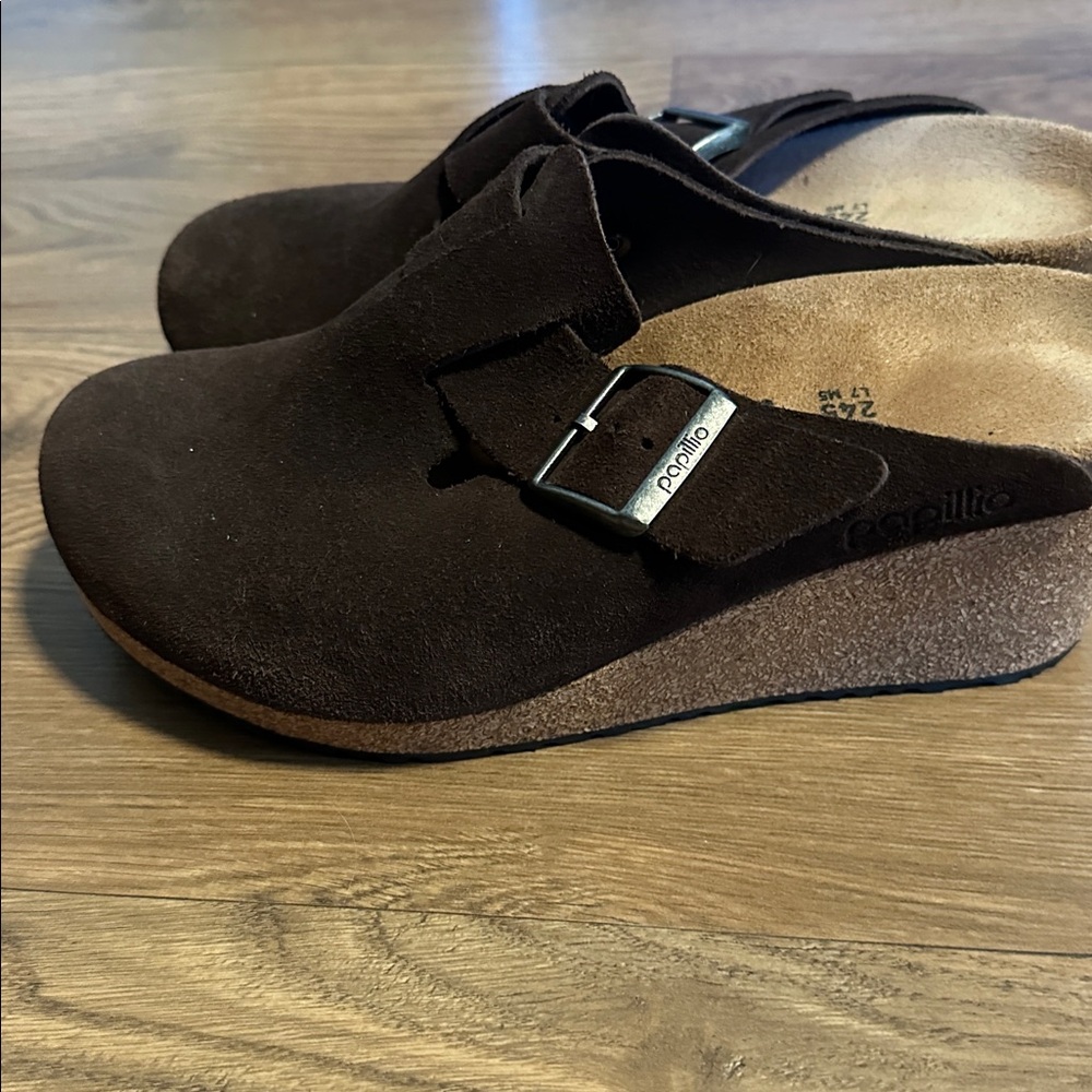 Brown Suede Slip-On wedge clog - Picture 3 of 6